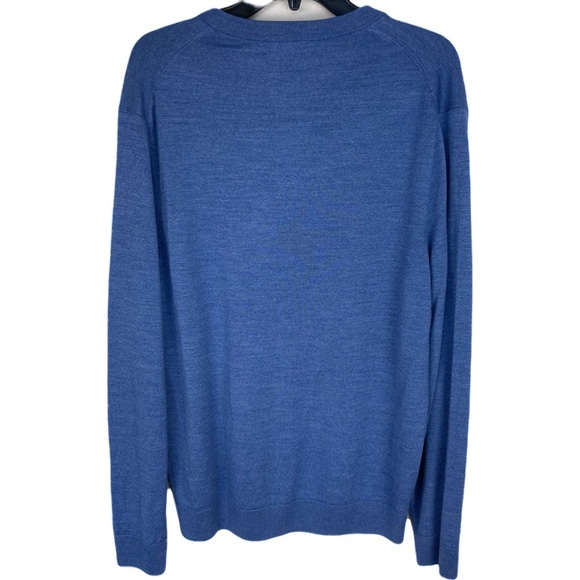 NWT Daniel Cremieux Men Signature V-Neck 100% merino Wool Sweater color Blue - Picture 2 of 7